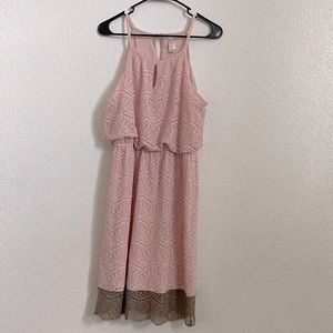 Pink and tan summer semi-formal dress. Never been worn!